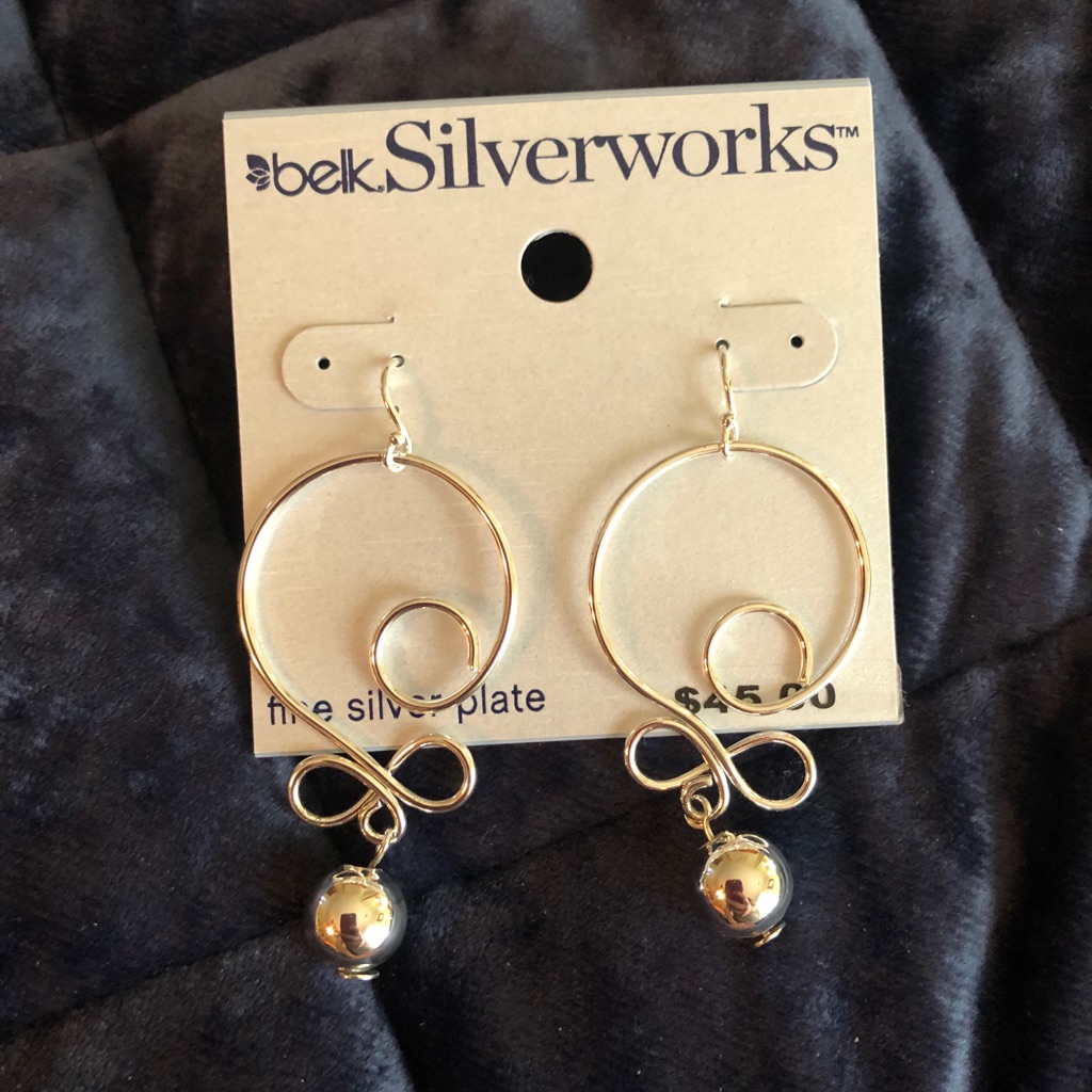 Silverworks Silver Plate Wire Bead Earrings 24$